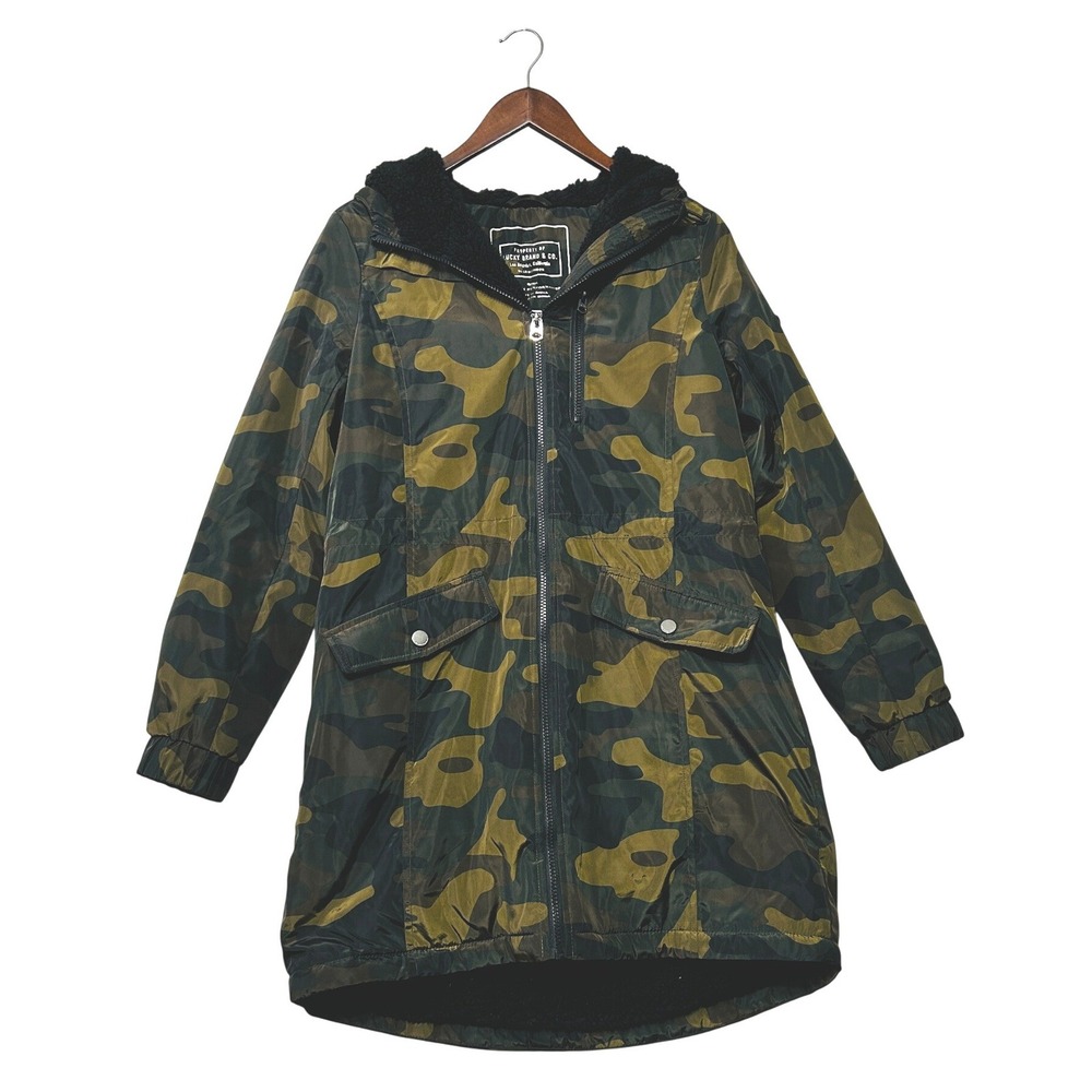 Lucky Brand Womens Camo Coat Size S Anorak Green‎ Fleece Lined Utility Military